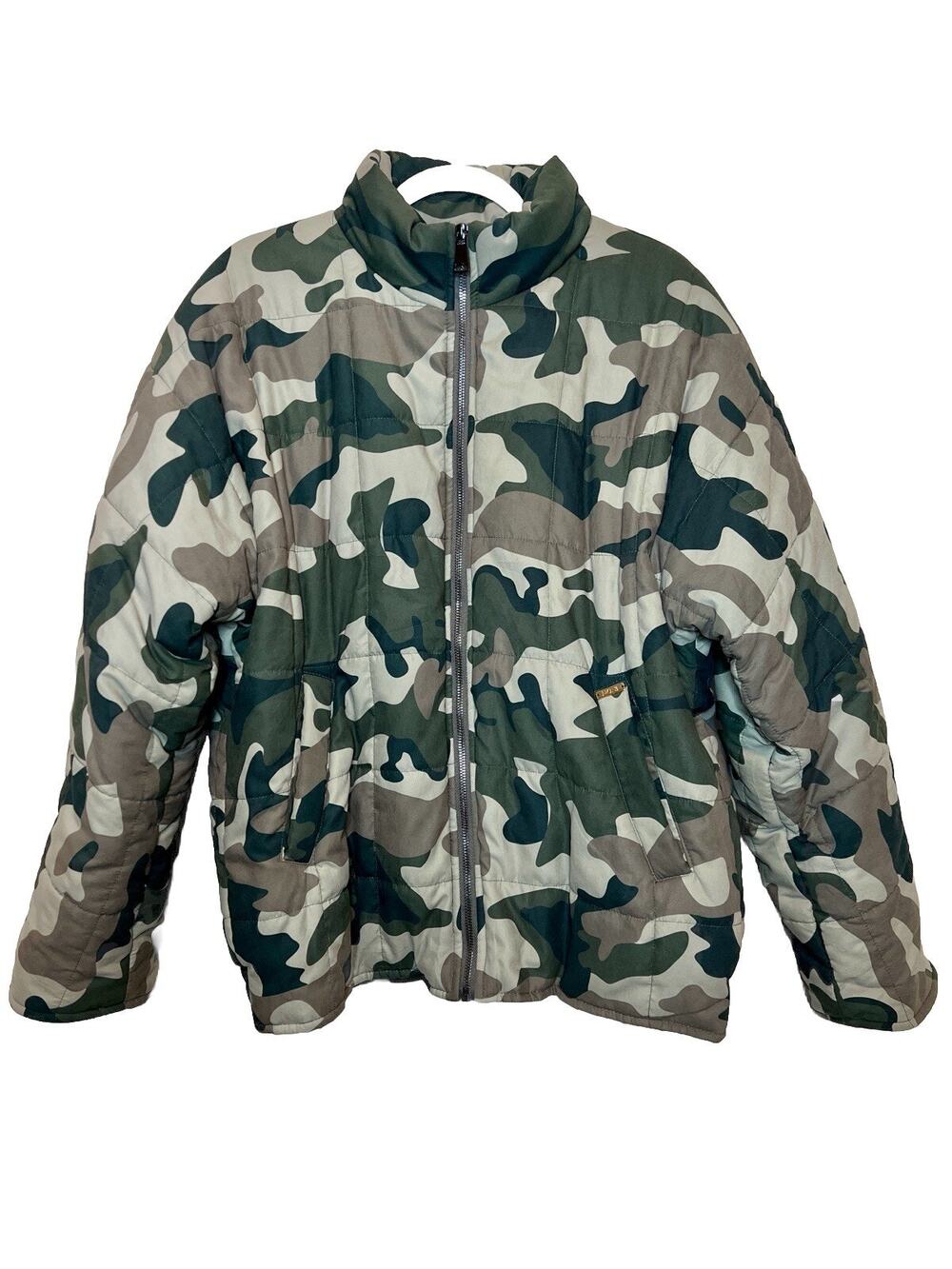 Detre‎ Women's Camo Bomber Puffer Jacket Lined Full Zip Gorpcore Size Medium